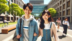 10代、20代の大学生のカップル、恋人同士