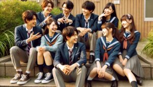 10代の男女、高校生の仲良しグループ