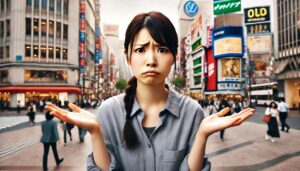 はぁ？なんで？と呆れ顔で不機嫌な表情の女性