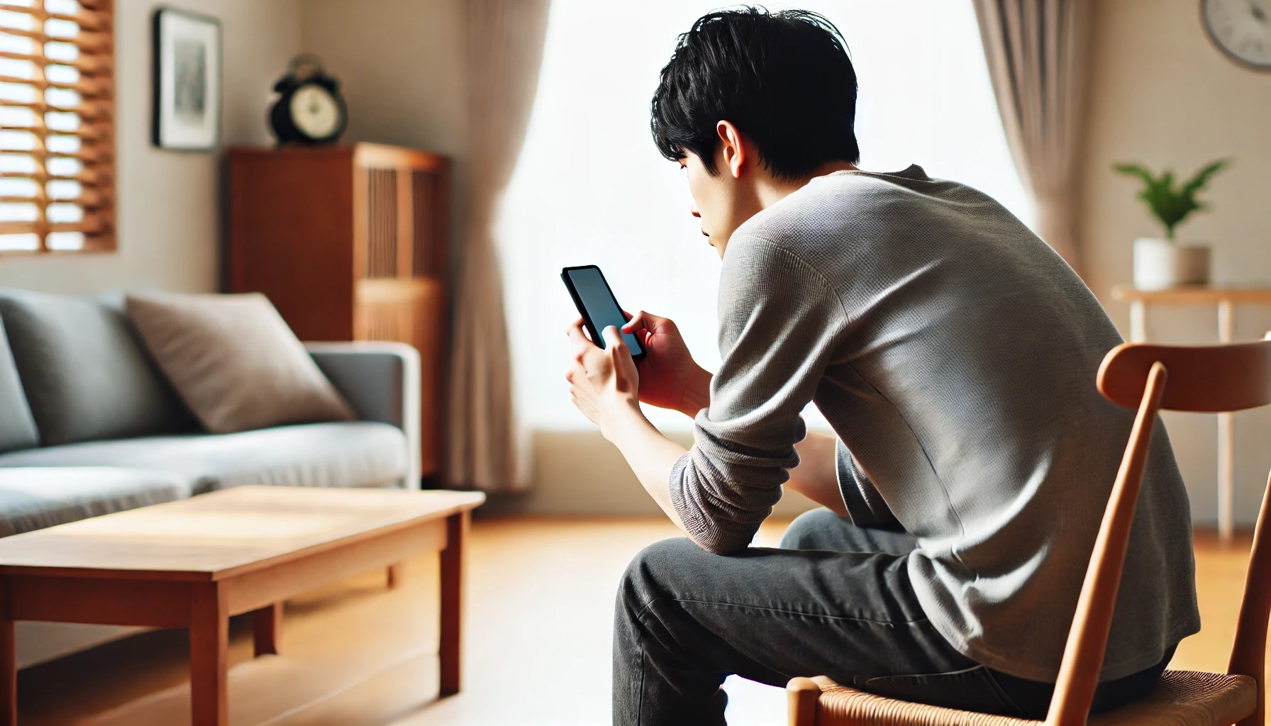 好きな女性からLINEやメールが届いていないか、スマホを気にする男性