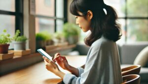 好きな男性からLINEやメールが届いてないか、スマホを気にしている女性