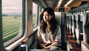 遠距離恋愛、新幹線、電車で彼に会いに行く女性